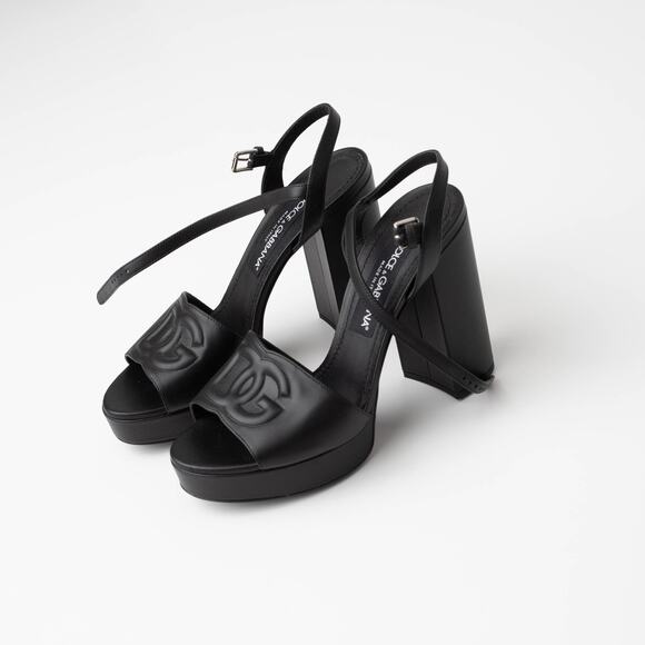 Dolce & Gabbana Women's Logo High Heel Platform Sandals - Picture 1 of 8